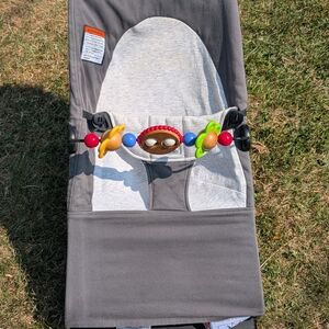 Gray Baby Bouncer with Toy Bar